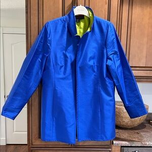 Escada Cobalt Blue Tailored Coat with Lime Green Lining
